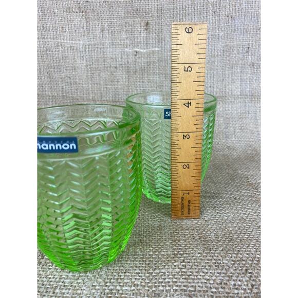 Shannon Twill Green Set of 2 Old Fashion Glasses 11oz - Picture 7 of 7